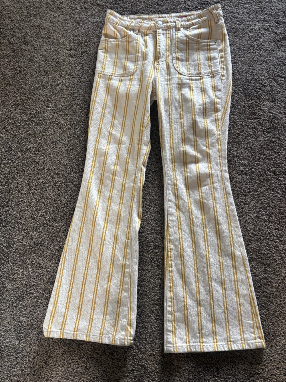 Anthropologie Pilcro Yellow Striped Flare Jeans 30